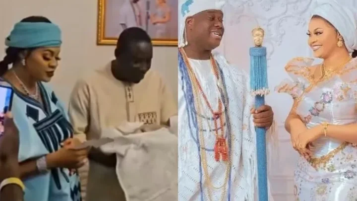 Ooni of Ife’s Third Wife Olori Tobi Reveals Names of Newborn Twins!