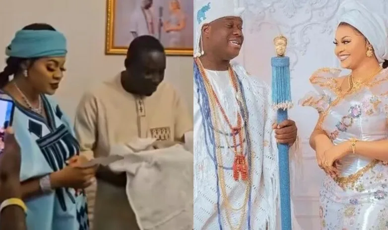Ooni of Ife’s Third Wife Olori Tobi Reveals Names of Newborn Twins!