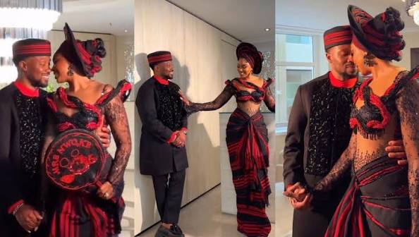 Sharon Ooja and Ugo Nwoke Dazzle in Idoma Traditional Attire in their Wedding