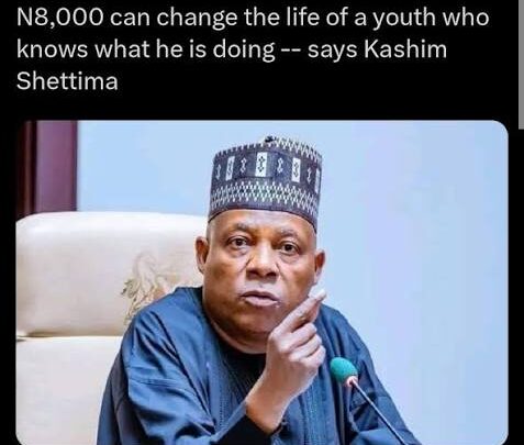 Shettima Sparks Debate with Claim That N8,000 Can Transform Youth Lives