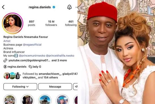 Regina Daniels Drops Husband’s Name from Instagram, Fuels Divorce Rumors